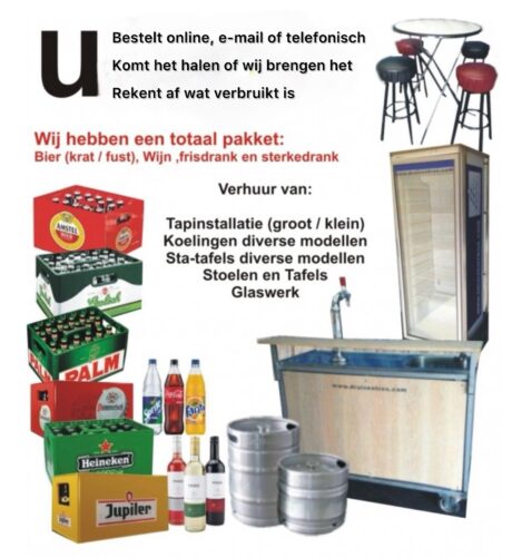 Te huur: Compleet drankpakket voor 140 personen met eigenmerk bier, lees de voorwaarde hieronder